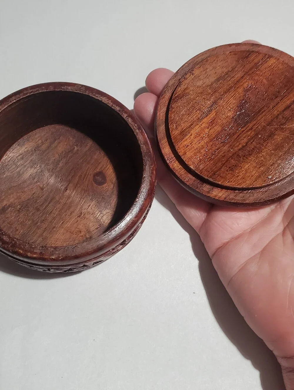 Wood Hand Carved Trinket Box. Storage. Deco. Modern Small